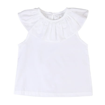 

Baby Girl Tops Solid Color Sleeveless Ruffle Collar Infant Tops for Birthday Party Photography