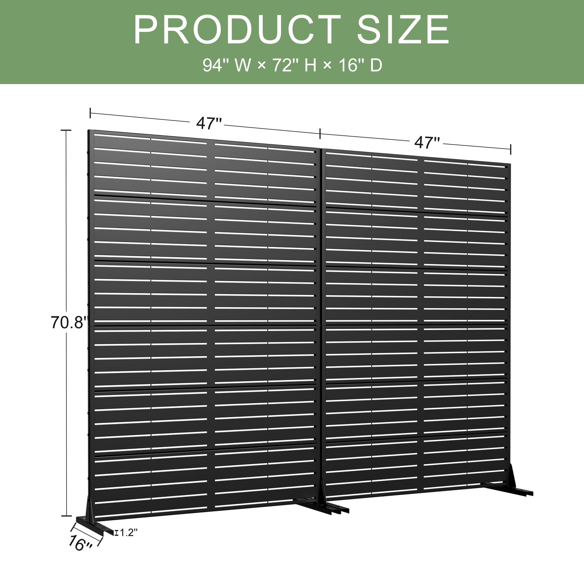 MAYEERTY 72×47 6 Panels Double-Sided Classic Blinds Black Galvanized Steel Screen