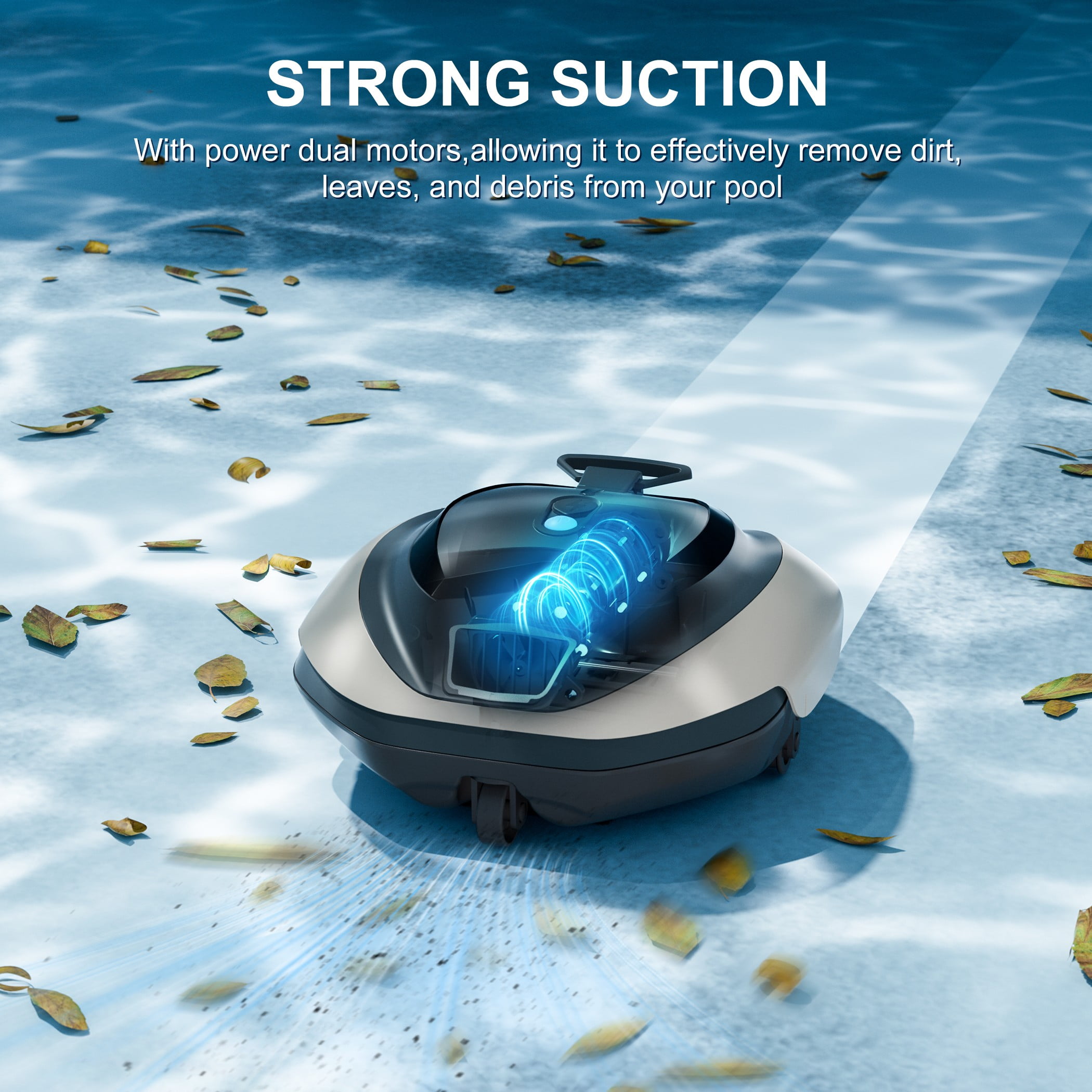 Robotic Pool Cleaner, Pool Vacuum For Above Ground Pool, Cordless Pool Vacuum Robot With Dirt-Lock Tech