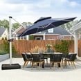 thumbnail image 2 of PURPLE LEAF 13FT Deluxe Round Patio Umbrella with Base, Large Offset Cantilever Umbrella with 360° Rotation, Navy Blue, 2 of 14