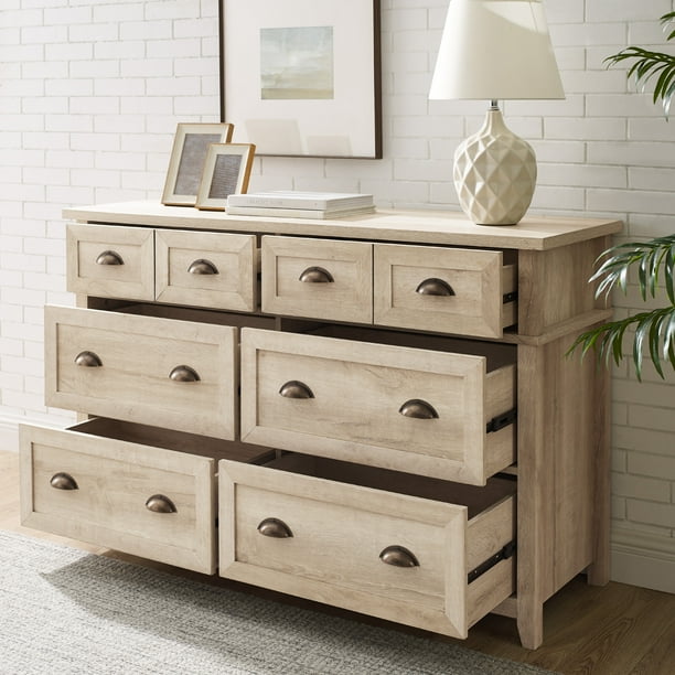Manor Park Farmhouse 6 Drawer Dresser, White Oak