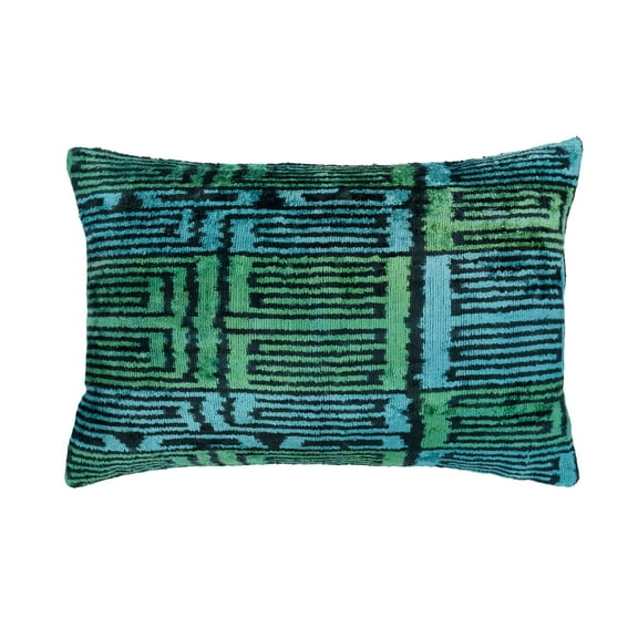 Highlands Silk Velvet Ikat Pillow, 16" X 24" Case Only