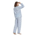 thumbnail image 4 of Apparonia Women's Pajamas Set, Comfywear Sleepwear for Women Set, Cotton Loungewear, Long Sleeve Top & Pants Set Blue Flower​ L, 4 of 5