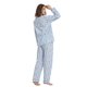 thumbnail image 4 of Apparonia Conjuntos de Pijama para Mujer Ropa de Dormir de Algodón Camisa de Manga Larga con Botones Al Frente y Pantalón Ropa de Dormir Cuello con Solapa Pjs Conjuntos de Descanso Flor Azul M, 4 of 5