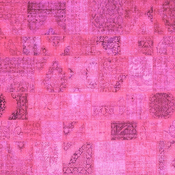 Ahgly Company Indoor Square Patchwork Pink Transitional Area Rugs, 8' Square