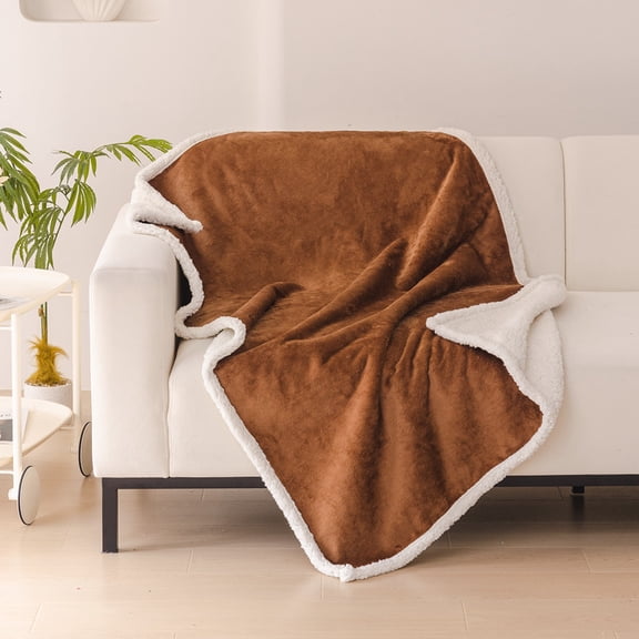 Zhuge Washable Pet Sleeping Mat & Throw Blanket for Small/Medium Dogs, Puppies & Cats, Couch Cover Protection with Soft Fleece, 70*50cm, 1 Piece-Brown White