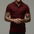 thumbnail image 2 of Sngxgn Men's Slim Fit Short Sleeve Polo Shirt(Wine,M), 2 of 8