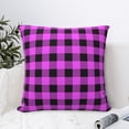 thumbnail image 4 of Pofeuu Purple Black Buffalo Plaid Print Double-sided plush pillowcase Square Throw Pillow Covers Pillows Cover for Living Room Bedroom Sofa Couch Cushion Cover（No pillow core）-16"x16", 4 of 7