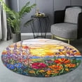 thumbnail image 6 of Circle Area Rug, Wildflowers2 Washable Non-Slip Floor Carpet, Soft Rug for Living Room Bedroom Decor 71 Inch, 6 of 6