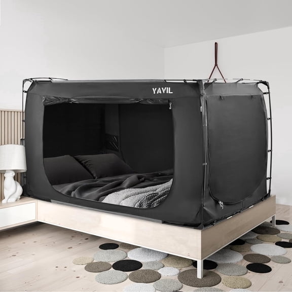 Mothers Day Gift,YAVIL Bed Tent Bed Canopy Twin Size, Portable Sleeping Tents Dream Tents Indoor for Kids and Adult, Blackout 93% Breathable Privacy Space on Bed with Three Doors