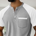 thumbnail image 6 of Mens Short Sleeve Henley Shirts Casual Waffle Knit Colorblock Raglan T-Shirts, Summer Leisure Lounge Tops with Pocket Quick Dry Breathable Outdoor Fashion Tee, 6 of 7