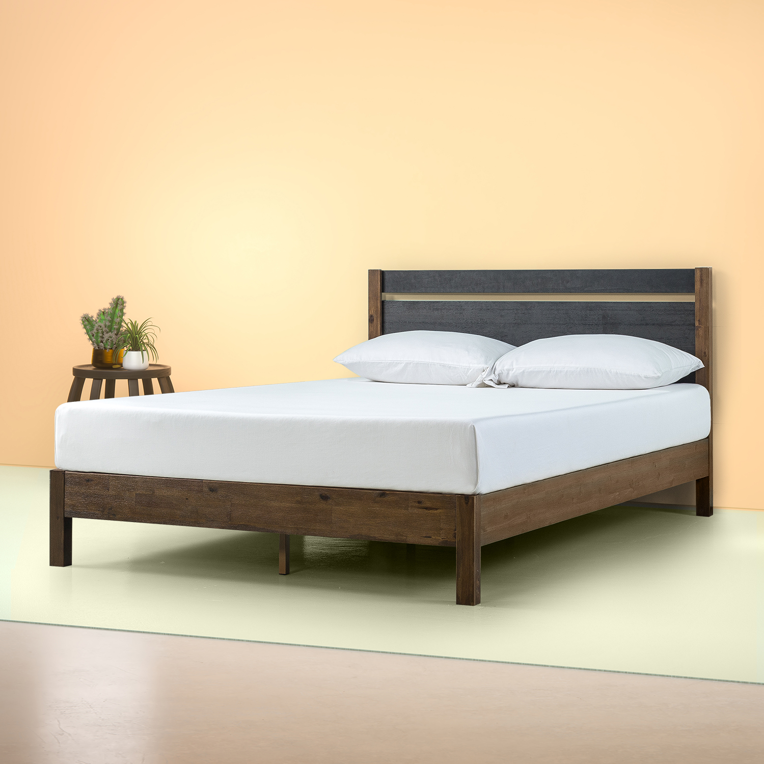Zinus Stefan 38" Wood Platform Bed with Headboard, King