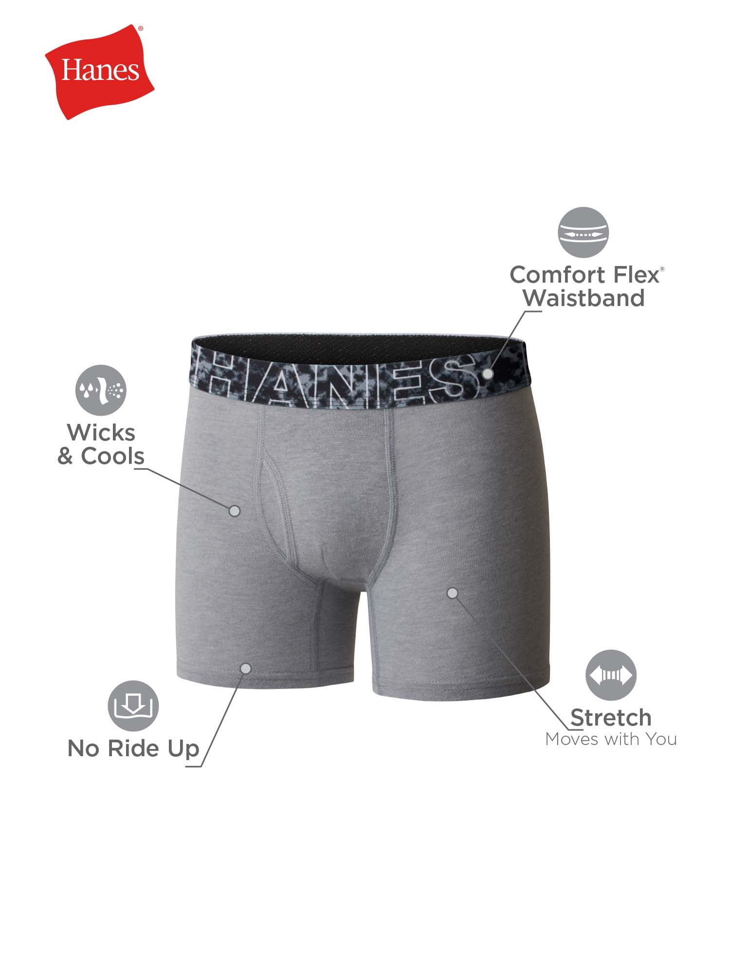 Hanes Boys' Cotton-Stretch Boxer Briefs, 5-Pack, Sizes S-XXL