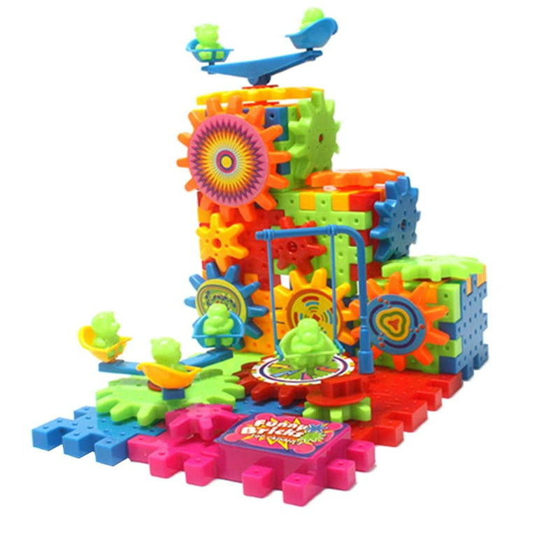81 PCS Electric Building Blocks Set Rotating Gear Electric Construction Educational Toy for Kids