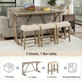 thumbnail image 4 of Noble House 4-Piece Dining Bar Table Set with Power Outlet and Padded Counter Stools, Rustic Brown Finish, 4 of 8