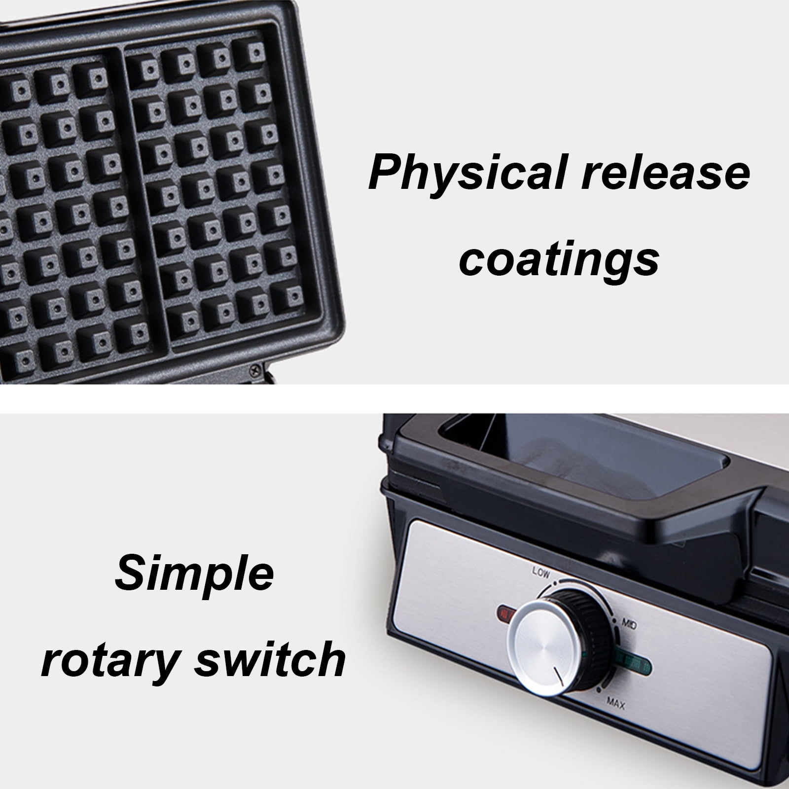 2-Slice Waffle Maker with Nonstick Surface, 1200W Waffle Iron, Time & Temperature Control, Browning Control, Perfect Waffle Maker for Kids and Families, Stainless Steel