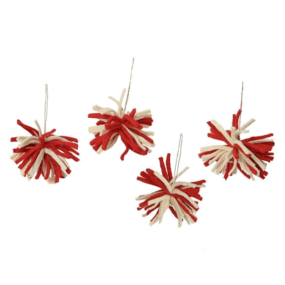 De Kulture Handmade Wool Felt Chindi Bauble, Set of 4 Needle Felted Eco-Friendly Ornaments