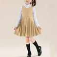 thumbnail image 2 of Girls' Khaki Jumper & Shirt 2-Piece Set, School Uniform Outfit, Stretch Polyester Spandex, Pleated Dress for Ages 3-15 Years,Size 11-12 T, 2 of 7