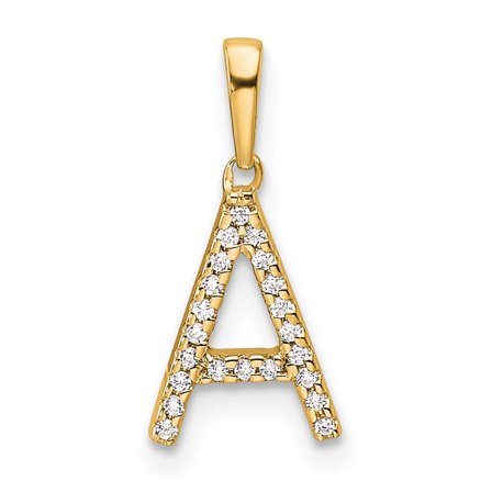 14K Diamond Letter A Initial Pendant