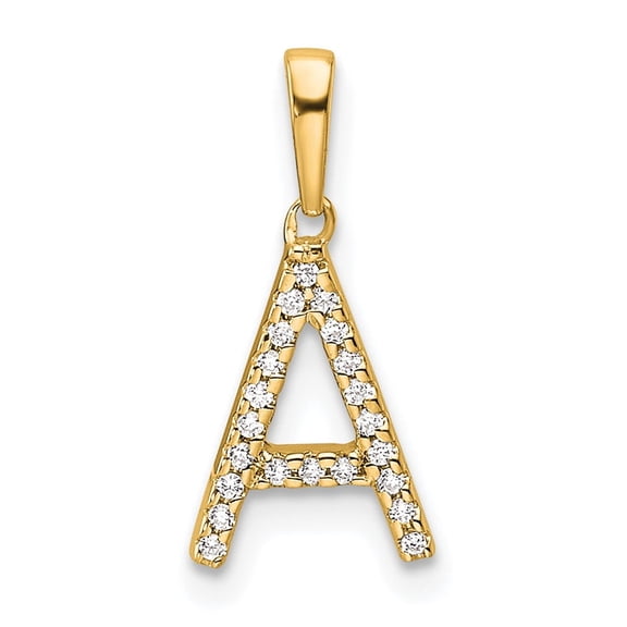 14K Diamond Letter A Initial Pendant