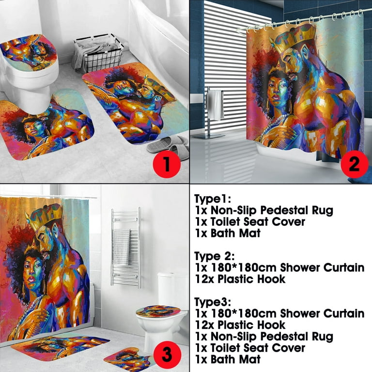 Beautiful African Themed African Men Black King Shower Curtain