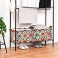 thumbnail image 3 of Yayeee Foldable Storage Basket for Shelves with Handles Set of 2 Waterproof Cloth Bins, Colorful Flowers, 3 of 7