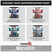 Bright White, Zinsser WaterTite-LX Ultra Waterproofing Paint-271098, 1 qt