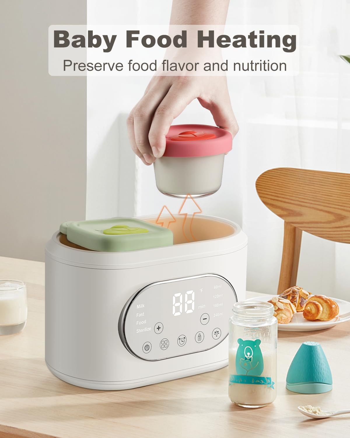AMZBABYCHEF 10-in-1 Fast Baby Bottle Warmer for Breastmilk & Formula with Timer Accurate Temp Control
