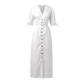 thumbnail image 3 of Women Casual Solid Dress Velvet Long Sleeve Turtleneck Pocket Dress Sports Sweatshirt Casual Loose Dress Woman Summer Dress Comfy Summer Dresses Lady Summer Dress Midi Dress Midi Dress plus Size, 3 of 4