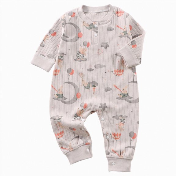 dmqupv Cute Gender Neutral Baby Clothes Infant Baby Boys Girls Jumpsuit Romper Long Sleeve Romper Light Gray,6-9 Months