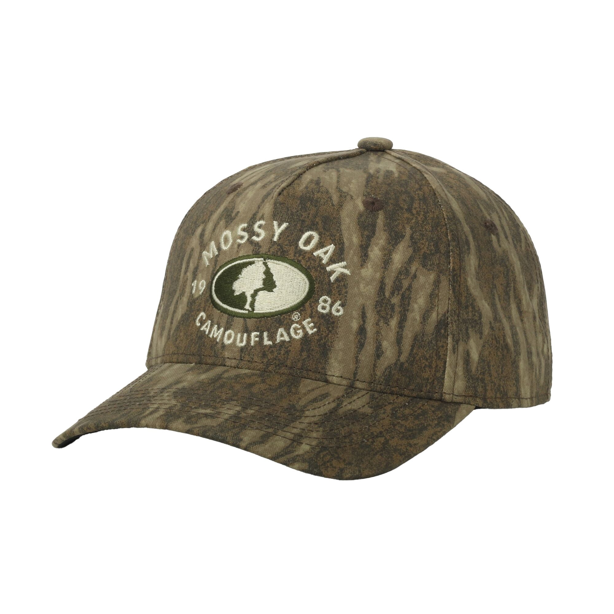 Mossy Oak® New Bottomland Camo 5-Panel Cap – Structured, Embroidered, Snapback, One Size