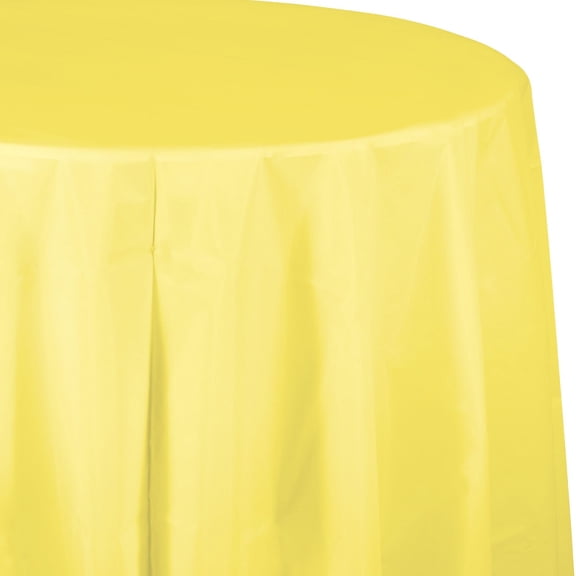 Mimosa Yellow 82" Round Plastic Tablecloth