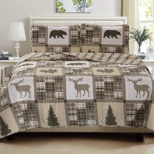 Lodge Bedspread Twin Size Quilt, Twin Lodge Bedding