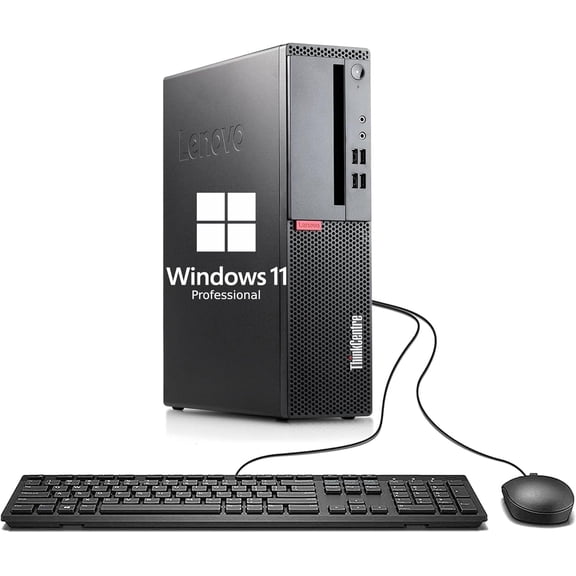 Restored Lenovo Desktop PC, Core i3-6100, 8G RAM, 256G SSD, VGA, Keyboard Mouse, WiFi, BT, Windows 11 Pro