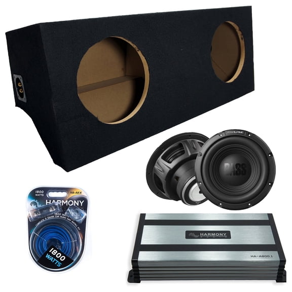 Harmony Audio Alpine fits 05-15 Ford Mustang Coupe W12S4 Dual 12" Subwoofer 500W Sealed Sub Box | HA-A800.1 Amplifier, 4GA Amp Kit