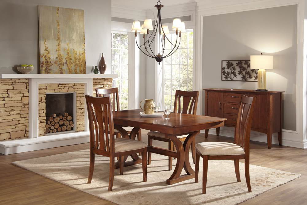 Trestle Dining Table With Erfly, Pecan Wood Dining Room Chairs