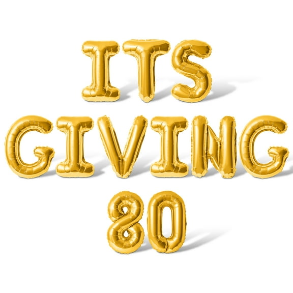 Letter Balloons - ITS GIVING 80 16" Inch Alphabet Letters Foil Mylar Balloon 80th Birthday Party Banner (Gold)