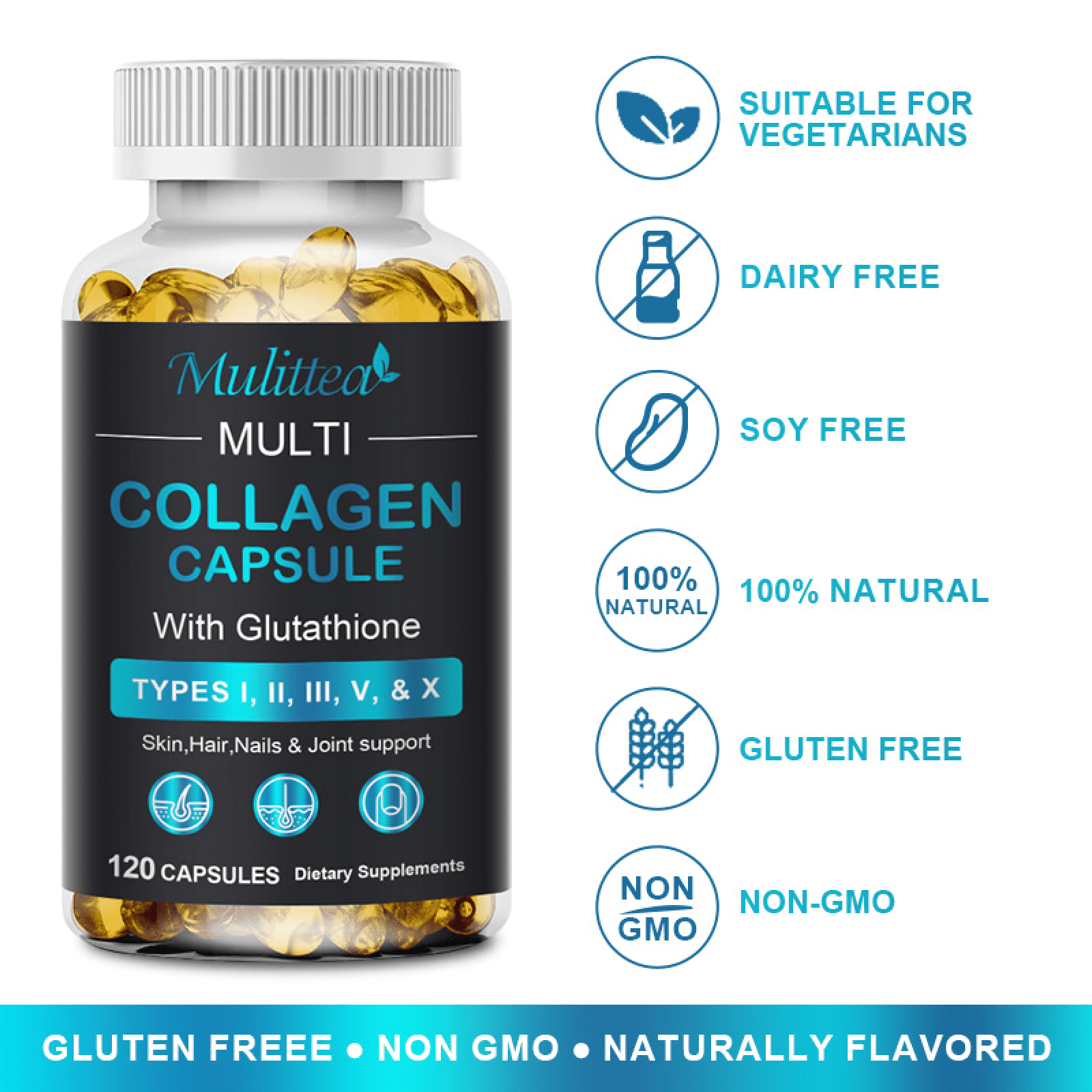 (2 Pack)Collagen Capsules, for Nails,Hair & Skin Health Support,120 Capsules