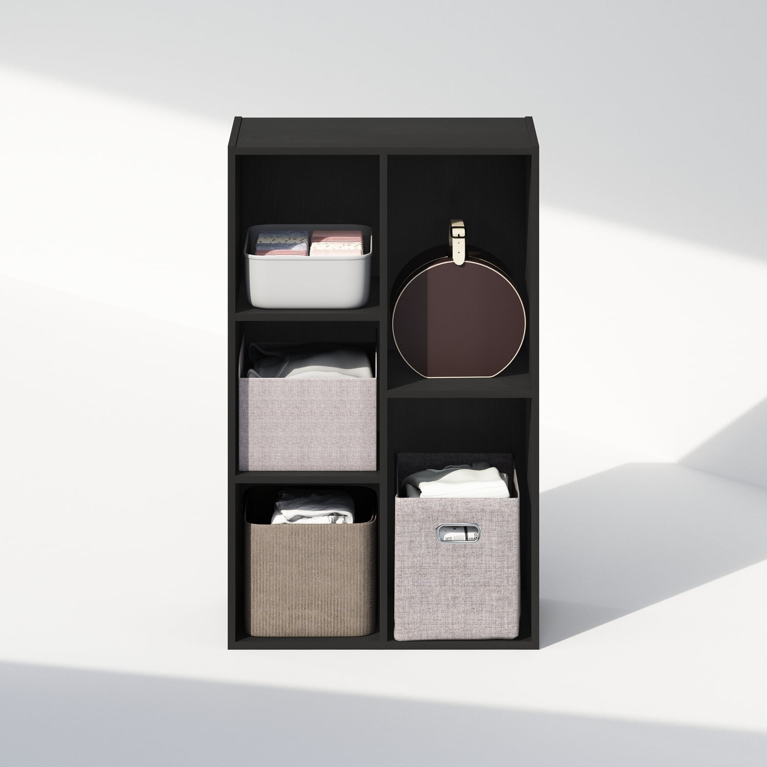 Furinno Reed 5-Cube Open Shelf Multipurpose Closet & Clothing Storage, Storage Organizer, Blackwood