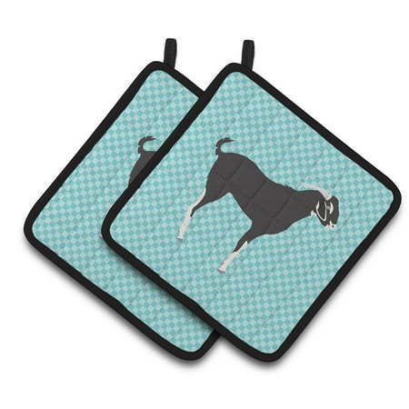 

Caroline s Treasures Black Bengal Goat Blue Check Pair of Pot Holders