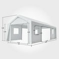thumbnail image 2 of Carport, Portable Assembly Outdoor Heavy Duty Carport, with 4 Roll Up Doors 4 Windows for Car Truck Boat, 12'x20'Carport,Stainless steel carport, Windproof Waterproof UV Proof, White, 2 of 7