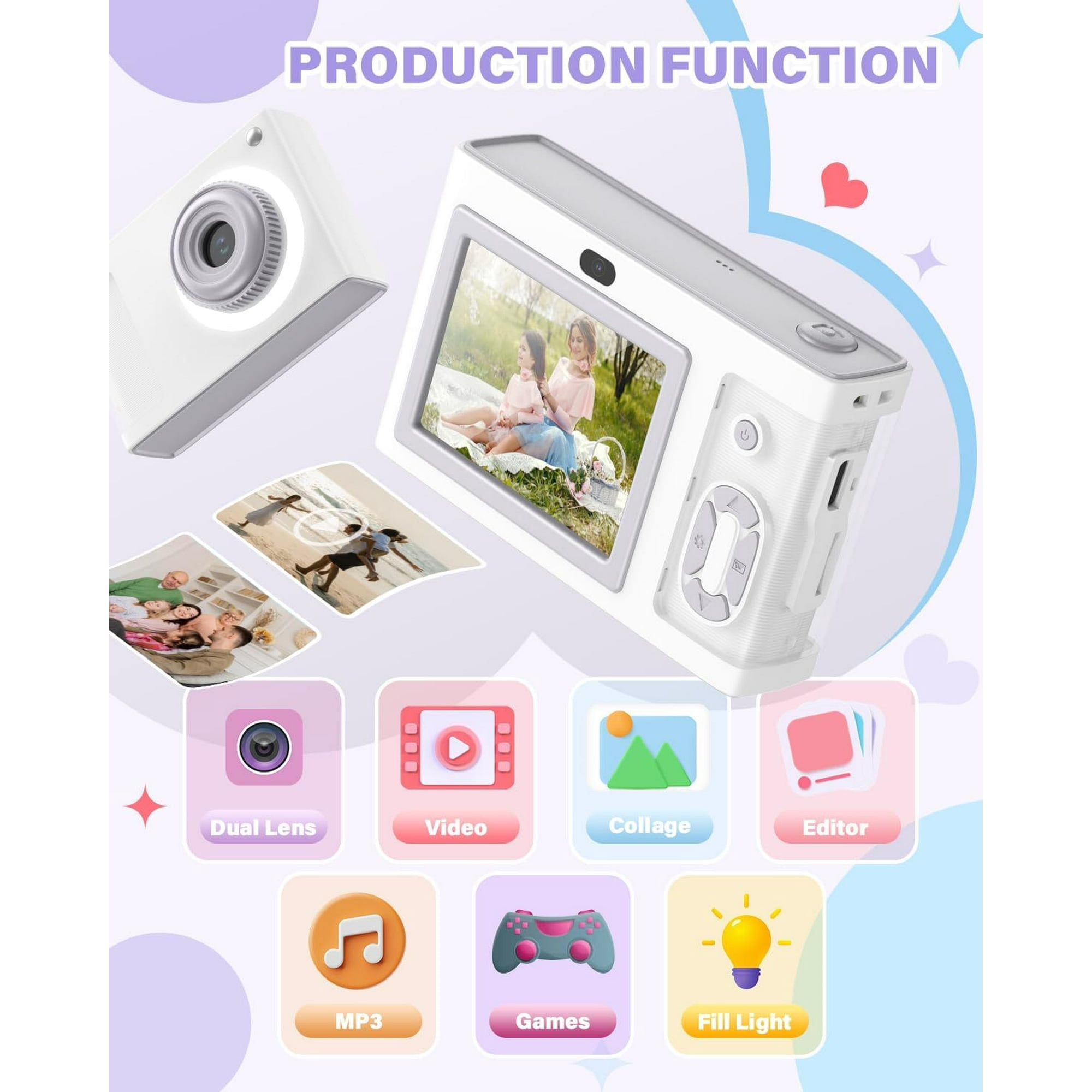 Digital Camera Kids Camera FHD 1080P 50MP Vintage Camera with 8X Zoom Anti Shake Portable Digital Cameras for Kids Teens Seniors Gift with 32GB Card Black