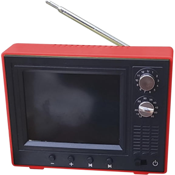 1:12 Scale Dollhouse TV, USB Rechargeable Mini Retro TV Toy That Can Play Video with LCD Screen & 180° Rotatable Antenna Dollhouse Furniture DIY Setting Accessories(Q)