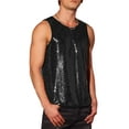 thumbnail image 4 of INSPIRE CHIC Men's Tops Sequin Crew Neck Sleeveless Metallic Tank Top 2XL Black, 4 of 5