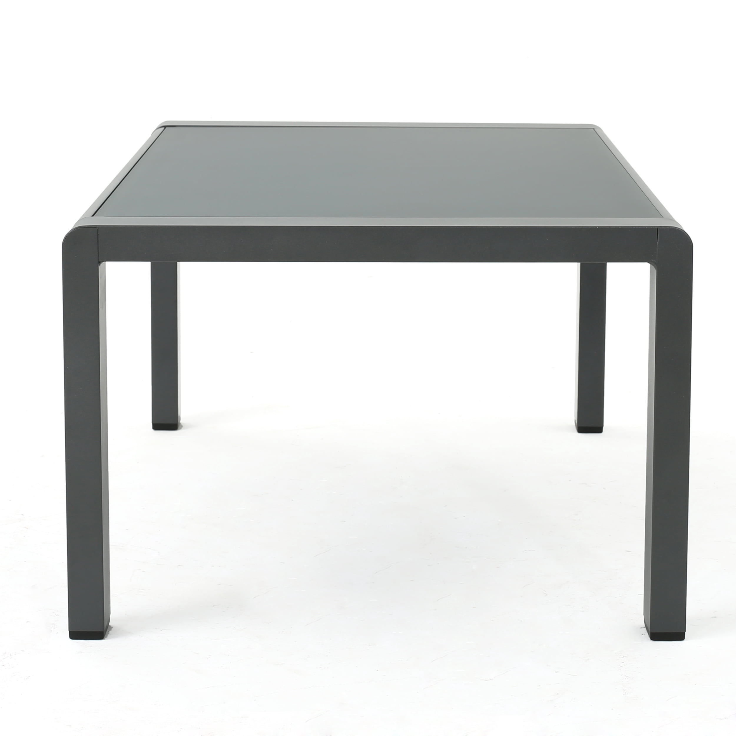 Miller Outdoor Aluminum Coffee Table with Tempered Glass Table Top, Grey