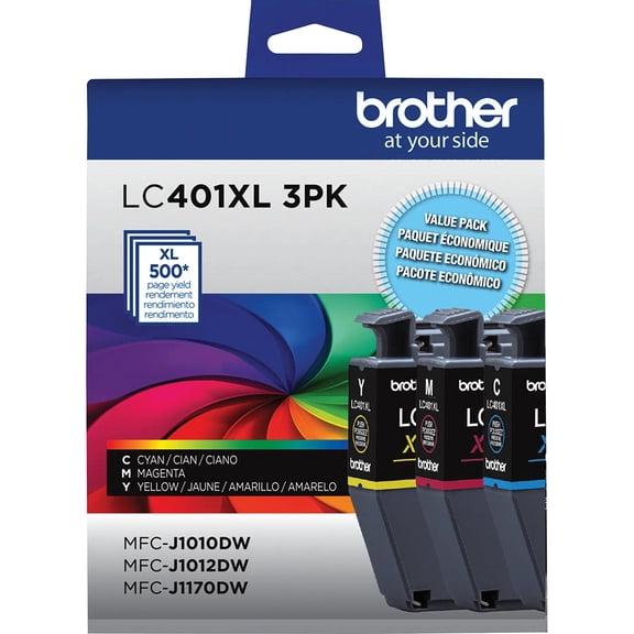 Brother Genuine LC401XL High-Yield Color Printer Ink Cartridges Cyan, Magenta and Yellow, 3-Pack