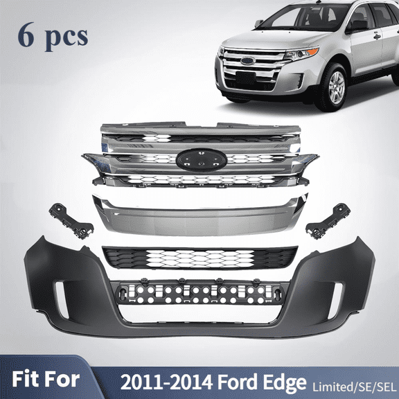 For 2011 2012 2013 2014 Ford Edge Front Bumper Cover Assembly Grille Kit Grill
