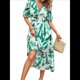 thumbnail image 2 of Vestidos de Verano para Mujer 2025, Informales, con Mangas Abullonadas, Cuello en V, Florales, Estilo Bohemio, Vestido . Verde M, 2 of 10