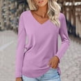 thumbnail image 2 of HVOBTTY Womens Long Sleeve Pullover T Shirt, Fall Tops for Women, Women's Casual Solid Color V Neck Daily Wear Sport Top Pink, L, 2 of 5