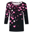 thumbnail image 4 of RQYYD Valentines Shirts for Women Plus Size Cute 3/4 Sleeve Funny Graphic Tee Shirt Heart Shaped Fashion Casual Clothes Tops, 4 of 5